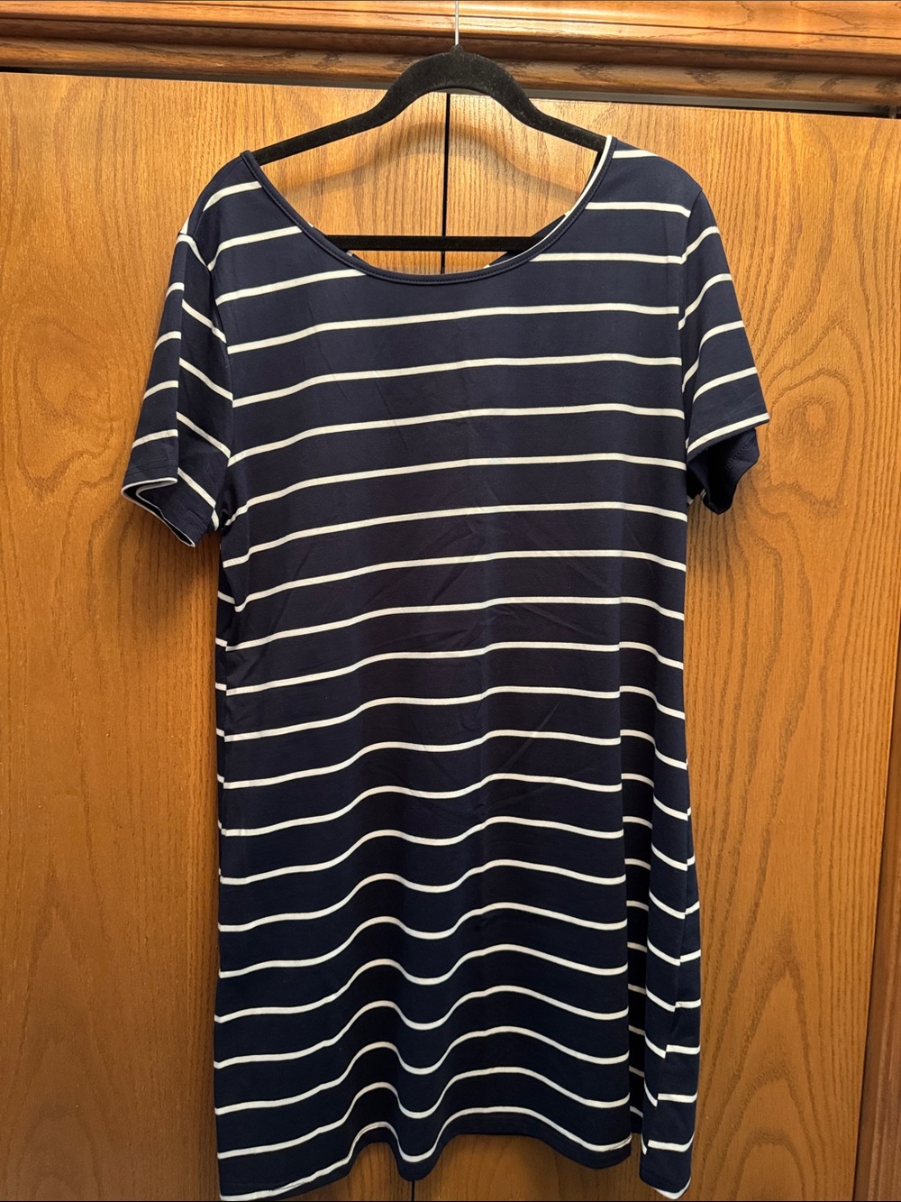 Navy and White Striped Short Sleeve Tunic Dress